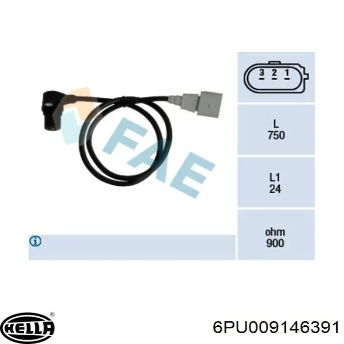 Датчик коленвала 6PU009146391 HELLA