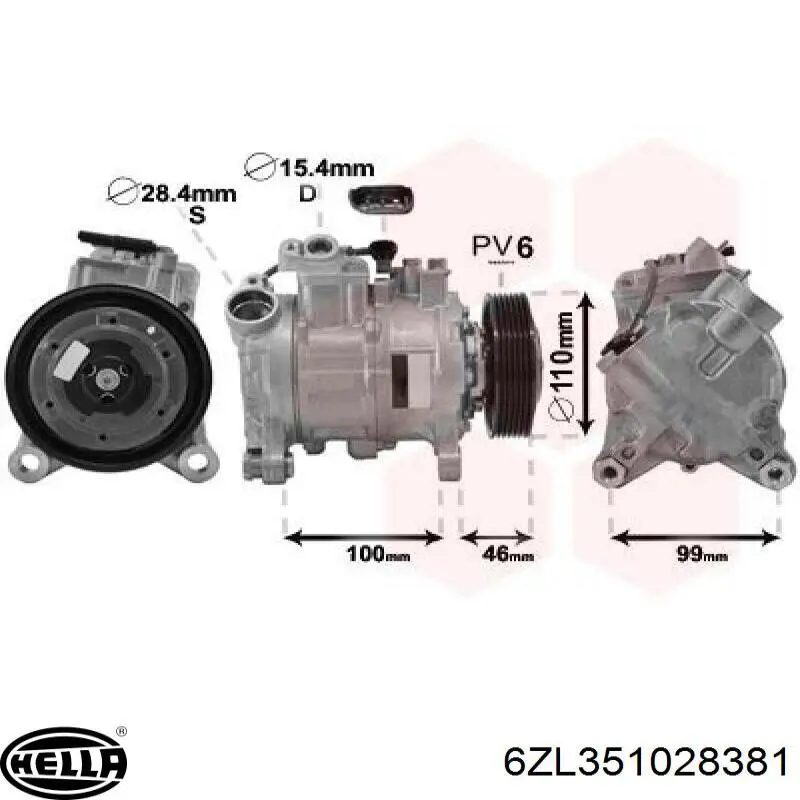 Датчик кондиционера HELLA 6ZL351028381
