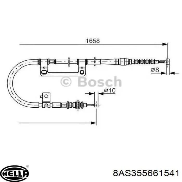 Cable de freno de mano trasero derecho 8AS355661541 HELLA