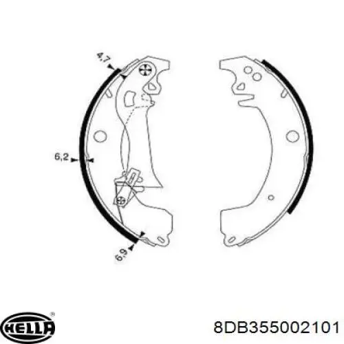 Задние барабанные колодки 8DB355002101 HELLA