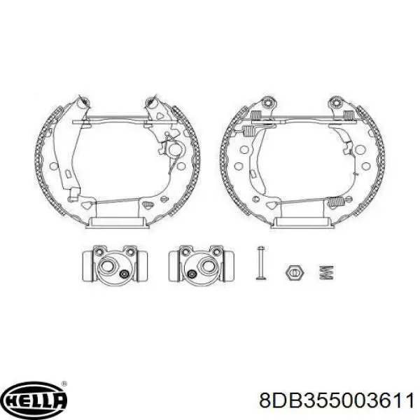 Задние барабанные колодки 8DB355003611 HELLA