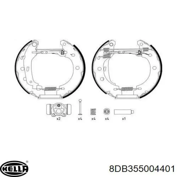 Колодки тормозные задние барабанные, в сборе с цилиндрами, комплект 8DB355004401 HELLA