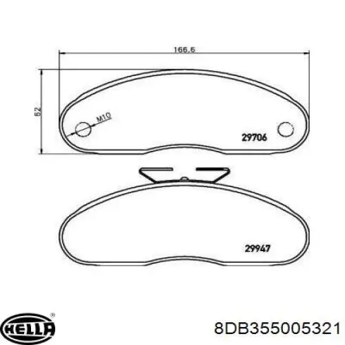 Передние тормозные колодки 8DB355005321 HELLA