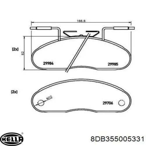 Передние тормозные колодки 8DB355005331 HELLA