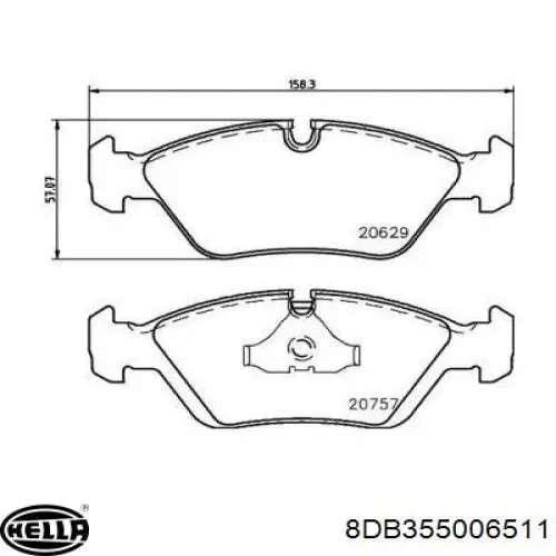 Pastillas de freno delanteras 8DB355006511 HELLA