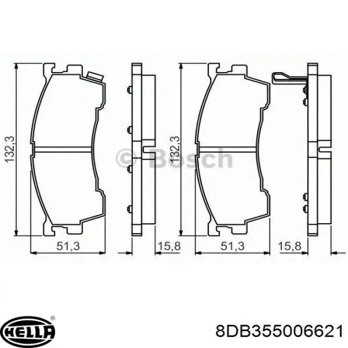 Передние тормозные колодки 8DB355006621 HELLA