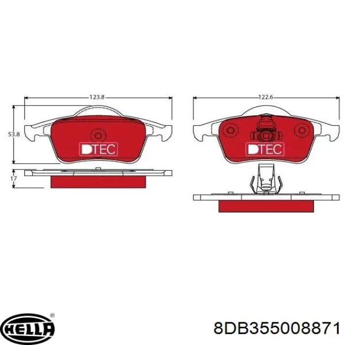 Купить 8DB355008871 HELLA Колодки тормозные задние, дисковые