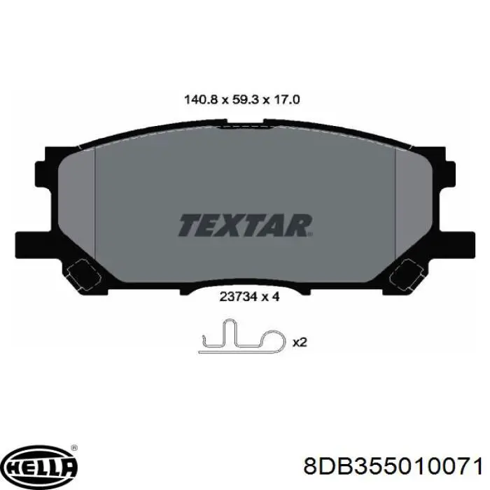 Купить 8DB355010071 HELLA Колодки тормозные
