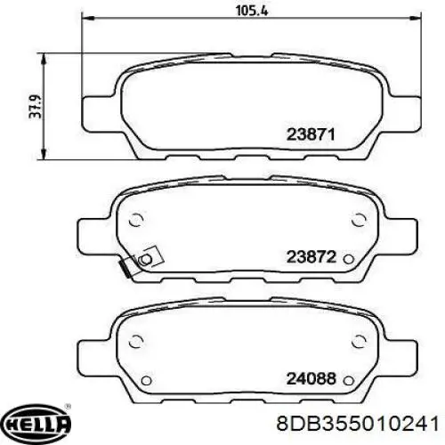 Задние тормозные колодки 8DB355010241 HELLA