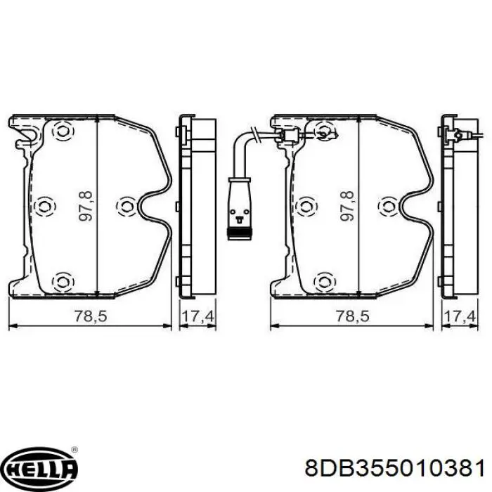 Передние тормозные колодки 8DB355010381 HELLA