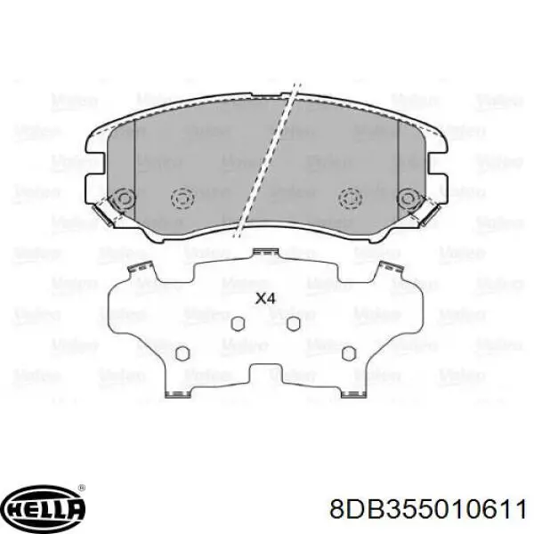 Купить 8DB355010611 HELLA Колодки тормозные