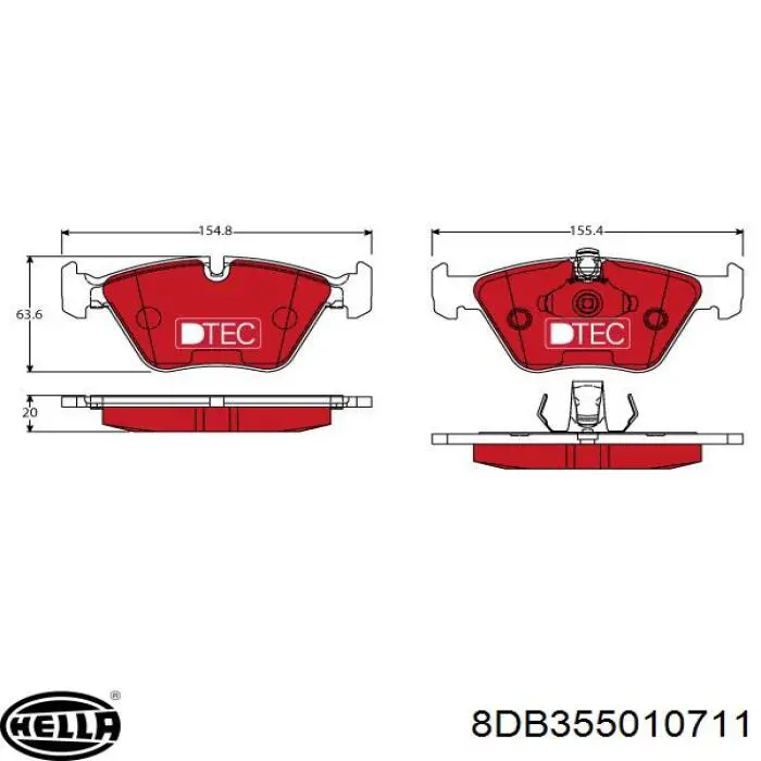 Передние тормозные колодки 8DB355010711 HELLA