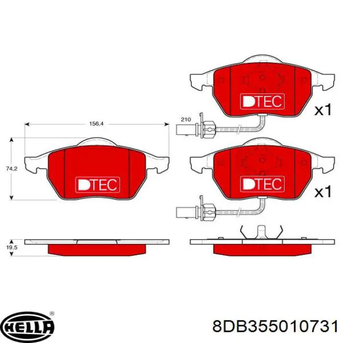Купить 8DB355010731 HELLA Колодки тормозные