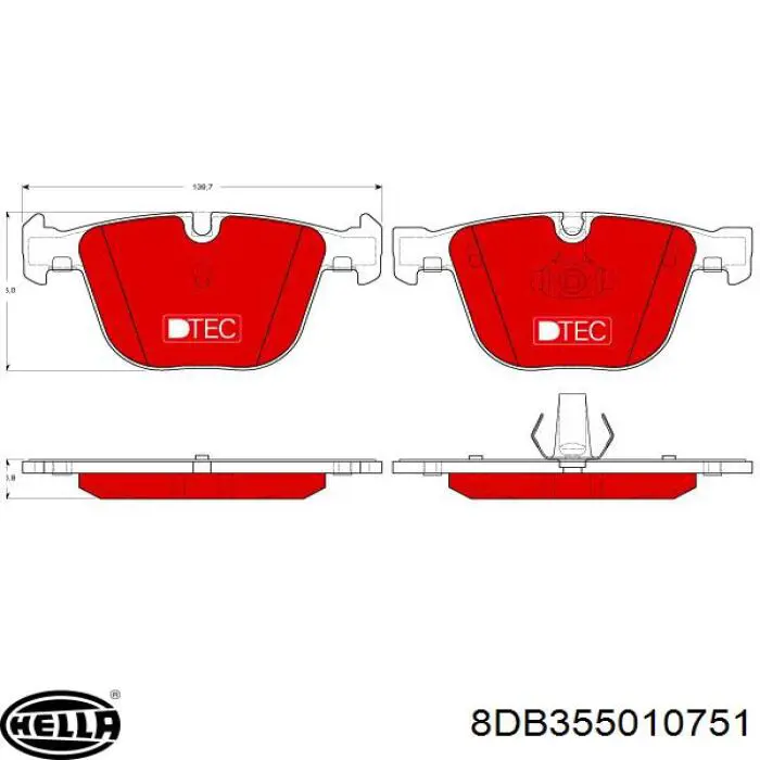 Купить 8DB355010751 HELLA Колодки тормозные задние, дисковые