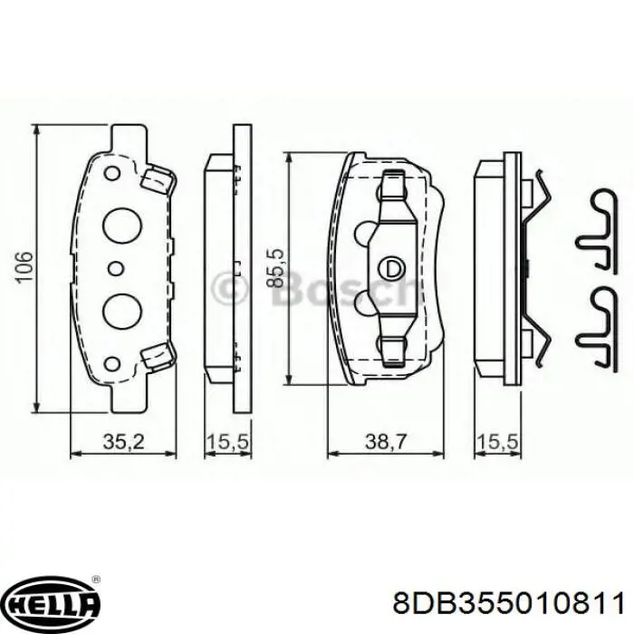 Задние тормозные колодки 8DB355010811 HELLA
