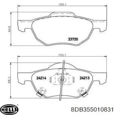 Pastillas de freno delanteras 8DB355010831 HELLA