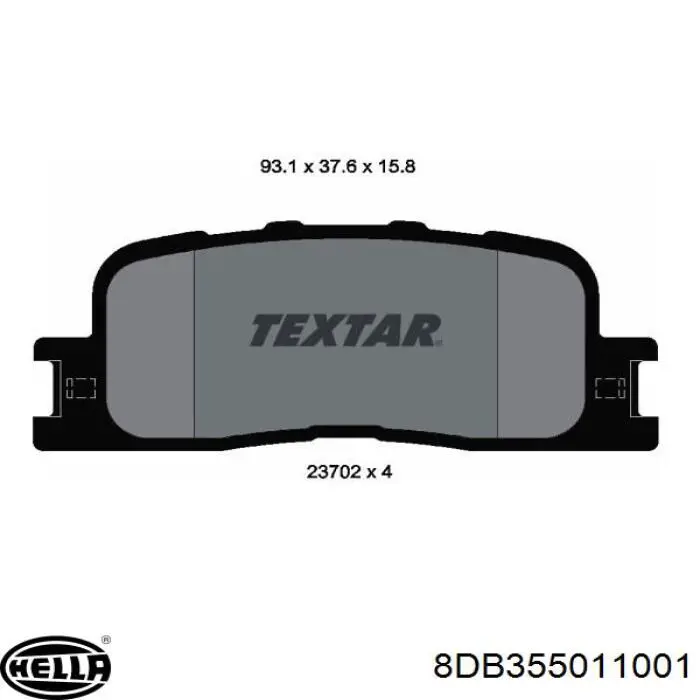 Задние тормозные колодки 8DB355011001 HELLA