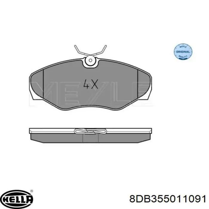 Передние тормозные колодки 8DB355011091 HELLA