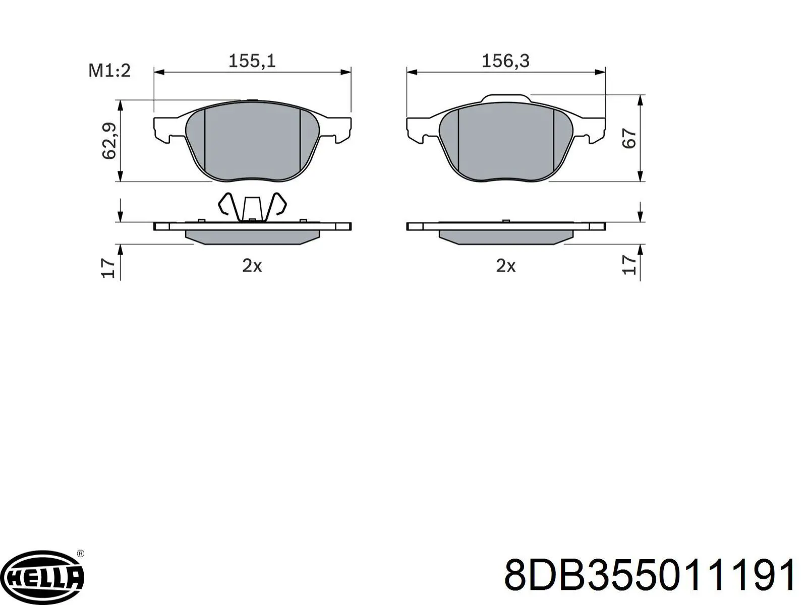 Передние тормозные колодки 8DB355011191 HELLA