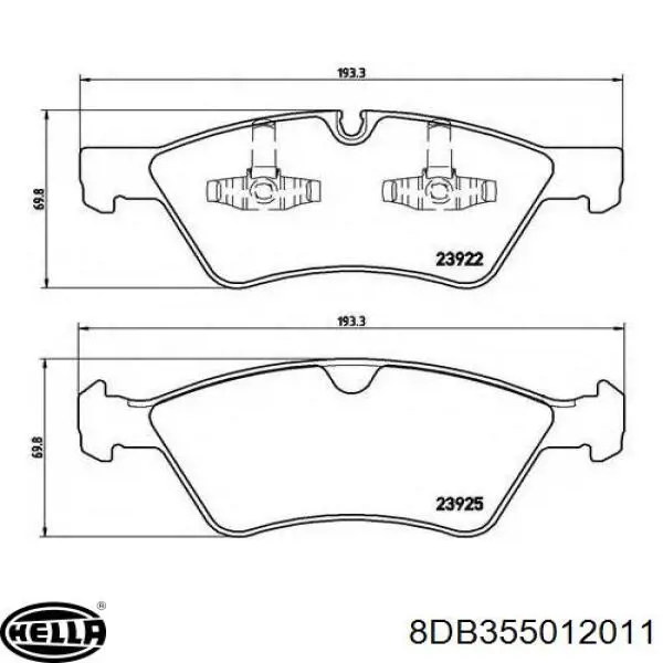 Передние тормозные колодки 8DB355012011 HELLA