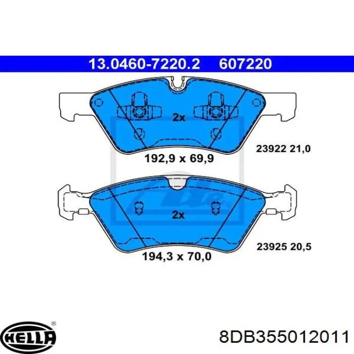 Купить 8DB355012011 HELLA Колодки тормозные