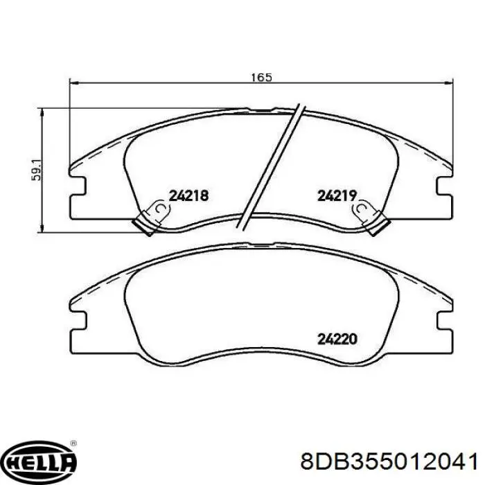 Передние тормозные колодки 8DB355012041 HELLA