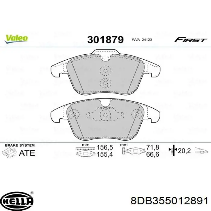 Купить 8DB355012891 HELLA Колодки тормозные