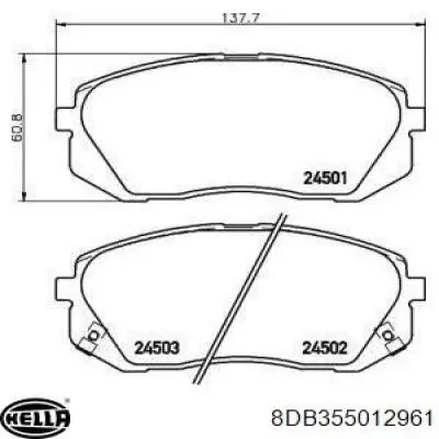 Передние тормозные колодки 8DB355012961 HELLA