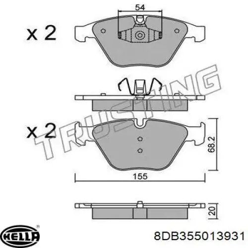 Передние тормозные колодки 8DB355013931 HELLA