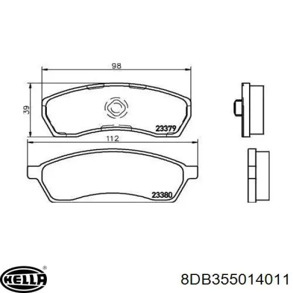 Передние тормозные колодки 8DB355014011 HELLA