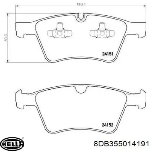 Передние тормозные колодки 8DB355014191 HELLA
