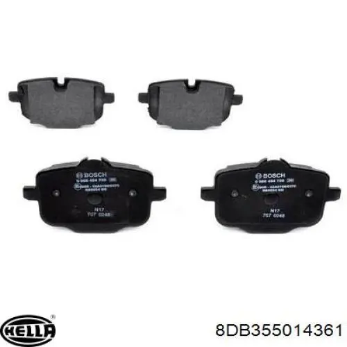 Задние тормозные колодки 8DB355014361 HELLA