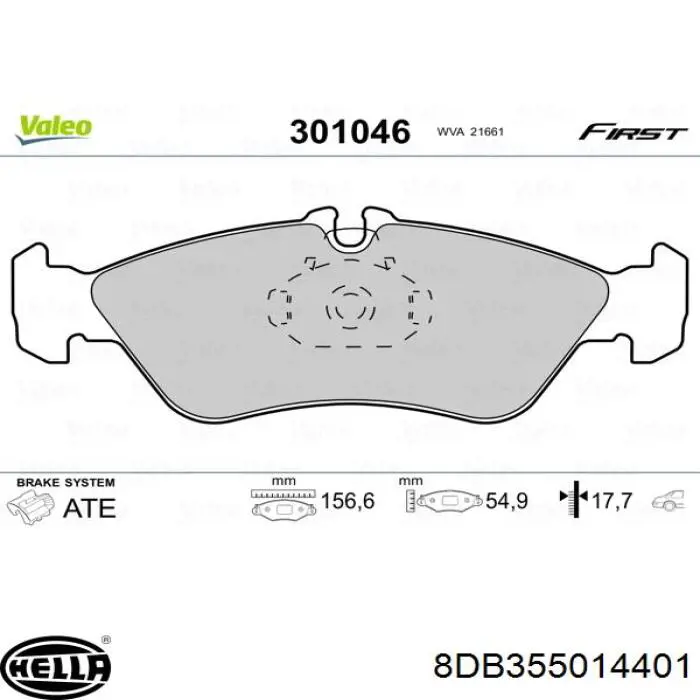 Купить 8DB355014401 HELLA Колодки тормозные задние, дисковые