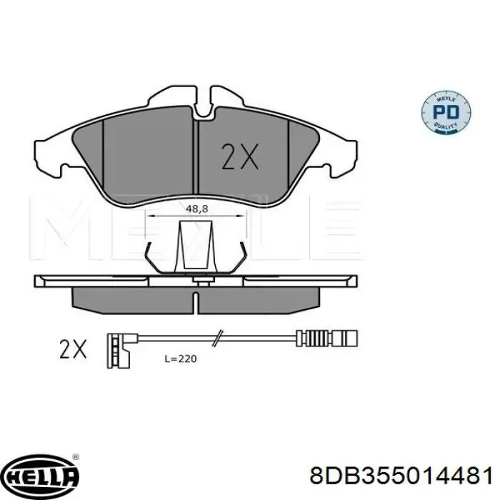 Купить 8DB355014481 HELLA Колодки тормозные