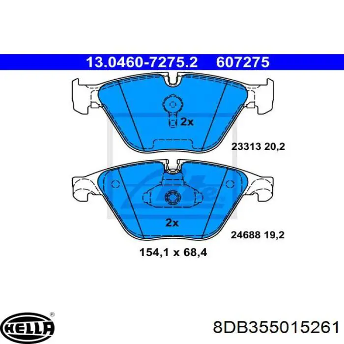 Купить 8DB355015261 HELLA Колодки тормозные