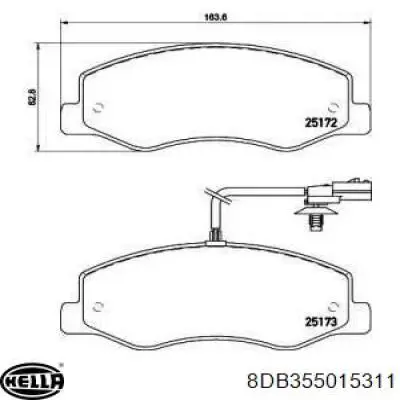 Задние тормозные колодки 8DB355015311 HELLA