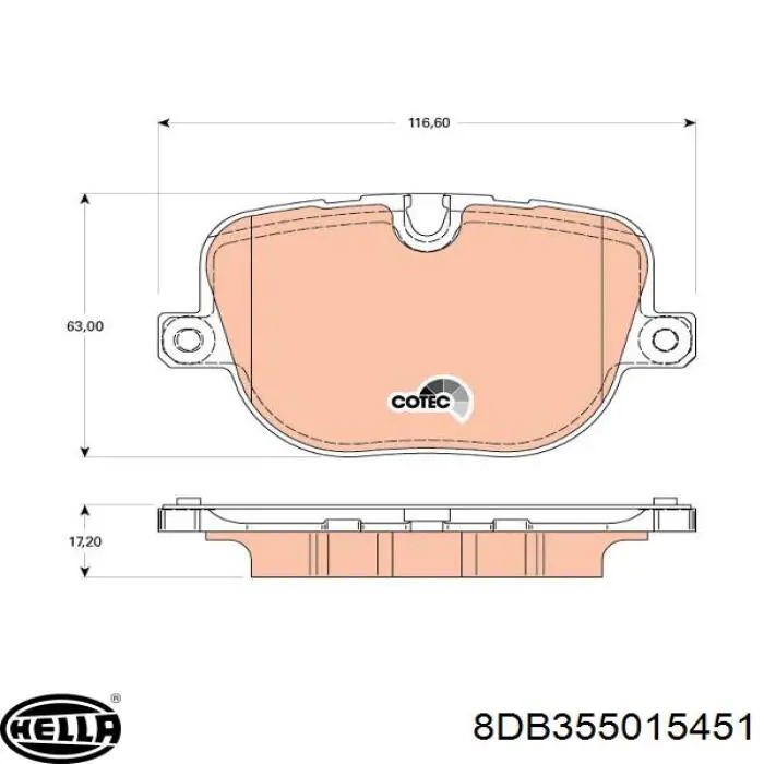 Задние тормозные колодки 8DB355015451 HELLA