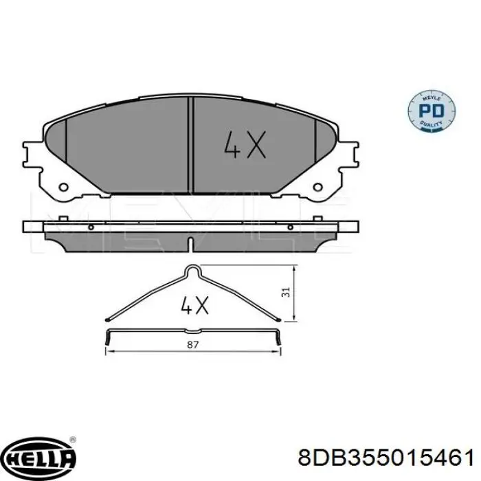 Купить 8DB355015461 HELLA Колодки тормозные
