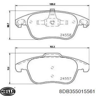 Передние тормозные колодки 8DB355015561 HELLA