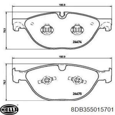 Pastillas de freno delanteras 8DB355015701 HELLA