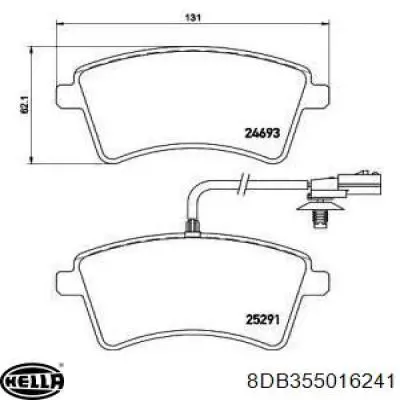 Передние тормозные колодки 8DB355016241 HELLA