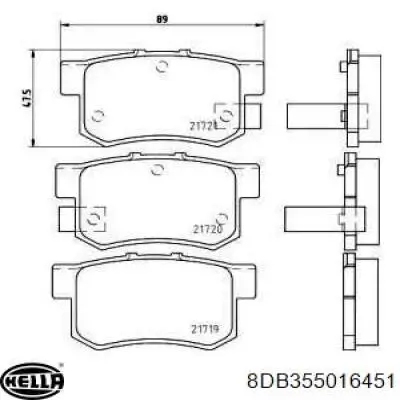 Купить 8DB355016451 HELLA Колодки тормозные задние, дисковые