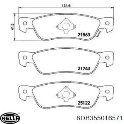 Задние тормозные колодки 8DB355016571 HELLA