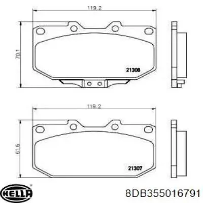 Передние тормозные колодки 8DB355016791 HELLA