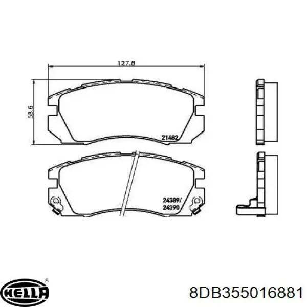 Передние тормозные колодки 8DB355016881 HELLA