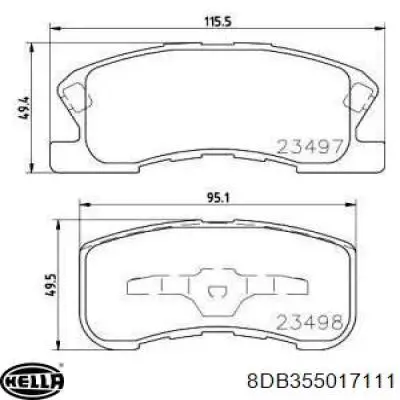 Передние тормозные колодки 8DB355017111 HELLA