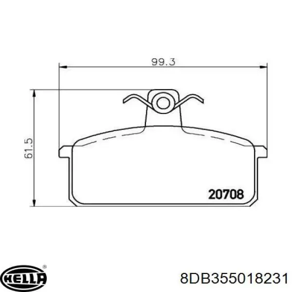 Передние тормозные колодки 8DB355018231 HELLA