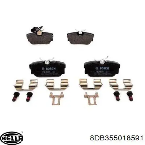 Купить 8DB355018591 HELLA Колодки тормозные задние, дисковые
