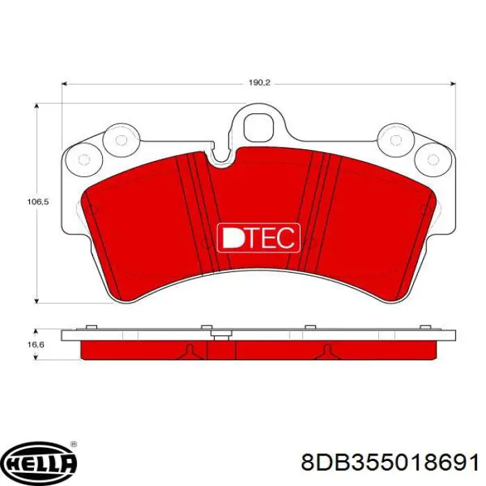 Купить 8DB355018691 HELLA Колодки тормозные