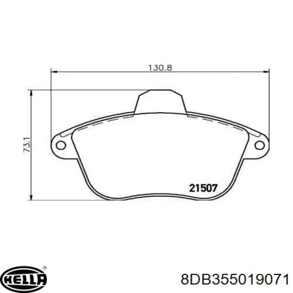 Передние тормозные колодки 8DB355019071 HELLA